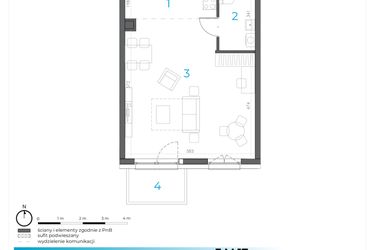 Rzut - Mieszkanie na sprzedaż 2 pokoje o powierzchni 46,78 m² - numer 3.M.17 w Incepti Gaj 2