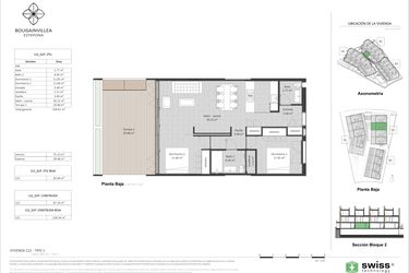 Rzut - Mieszkanie na sprzedaż 2 pokoje o powierzchni 75 m² - numer 122 w Bougainvillea - Estepona