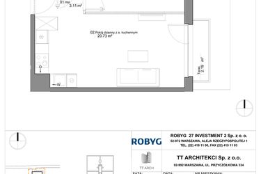 Rzut - Mieszkanie na sprzedaż 2 pokoje o powierzchni 38,37 m² - numer SU3/B/0/1 w Sady Ursynów III