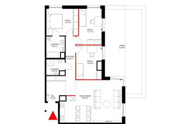 Rzut - Mieszkanie na sprzedaż 4 pokoje o powierzchni 103,01 m² - numer E.8.3 w INSPIRE ETAP IV – bud. E