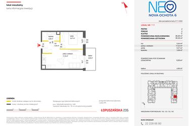 Rzut - Mieszkanie na sprzedaż 2 pokoje o powierzchni 36,16 m² - numer 113 w Neo Nova Ochota 6