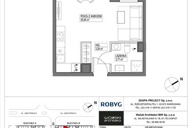 Rzut - Mieszkanie na sprzedaż 1 pokój o powierzchni 32,11 m² - numer B1M07 w Pas Startowy bud. A i B