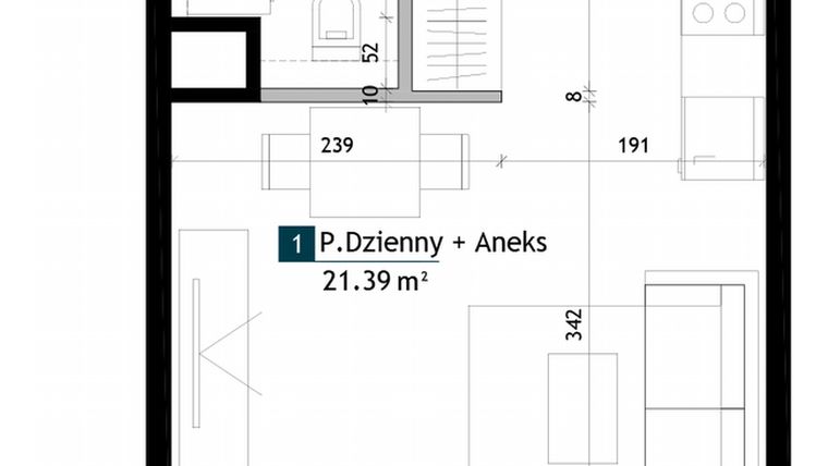 Rzut - Mieszkanie na sprzedaż 1 pokój o powierzchni 25,51 m² - numer AB0302 w Viva Cité 2