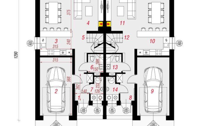Rzut - Dom na sprzedaż 5 pokoi o powierzchni 126,46 m² - numer 2A w Osiedle Morelowa II