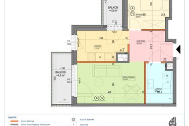 Rzut - Mieszkanie na sprzedaż 2 pokoje o powierzchni 41,66 m² - numer B1.2.16.2k w Junique I.II