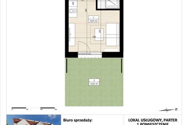 Rzut - Mieszkanie na sprzedaż 1 pokój o powierzchni 19,75 m² - numer B3/0/9 w Montano bud. B3 - apartamenty inwestycyjne