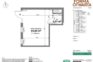 Rzut - Lokal użytkowy na sprzedaż 1 pokój o powierzchni 27,09 m² - numer C2-U1 w Forma Otwarta etap C