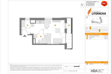 Rzut - Mieszkanie na sprzedaż 1 pokój o powierzchni 30 m² - numer F.39 w Apartamenty Literacka etap 2.3