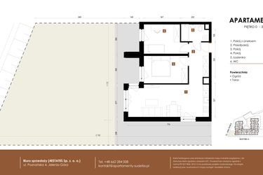Rzut - Mieszkanie na sprzedaż 3 pokoje o powierzchni 57,38 m² - numer A 0.05 w Apartamenty Sudetia