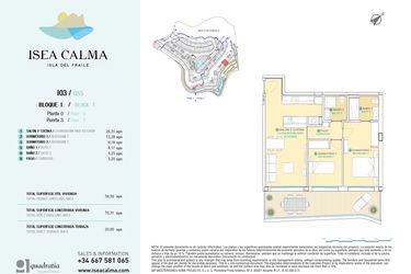 Rzut - Mieszkanie na sprzedaż 2 pokoje o powierzchni 70 m² - numer CAV-MS-5145 w Isea Calma - Aguilas