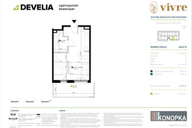 Rzut - Mieszkanie na sprzedaż 1 pokój o powierzchni 30,86 m² - numer AA0214 w Vivre