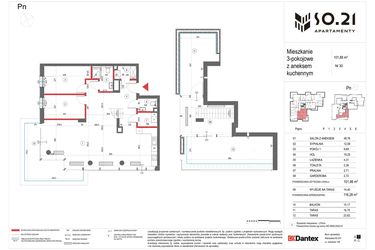 Rzut - Mieszkanie na sprzedaż 3 pokoje o powierzchni 101,88 m² - numer 30 w SO.21