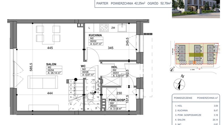 Rzut - Dom na sprzedaż 4 pokoje o powierzchni 84,73 m² - numer 10a/2 w Osiedle Leśny Zakątek
