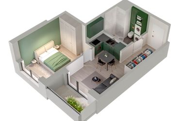 Rzut - Mieszkanie na sprzedaż 2 pokoje o powierzchni 32,3 m² - numer C.13.A w Quercus bud. C