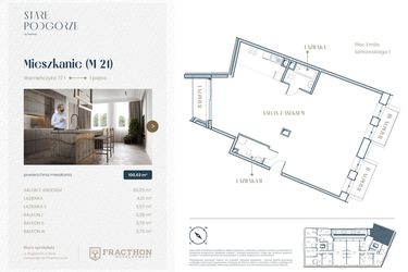 Rzut - Mieszkanie na sprzedaż 1 pokój o powierzchni 100,63 m² - numer M.21 w Stare Podgórze