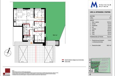 Rzut - Mieszkanie na sprzedaż 3 pokoje o powierzchni 70,02 m² - numer 15.3 w Przystań Młynek