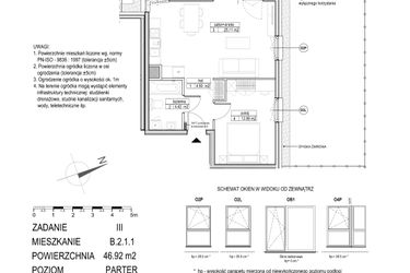 Rzut - Mieszkanie na sprzedaż 2 pokoje o powierzchni 46,92 m² - numer B.2.1.1 w Atut III