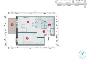 Rzut - Mieszkanie na sprzedaż 2 pokoje o powierzchni 40,84 m² - numer 7.34 w Osiedle Uniwersyteckie etap III