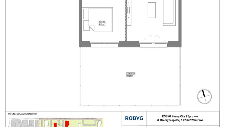 Rzut - Mieszkanie na sprzedaż 2 pokoje o powierzchni 36,3 m² - numer MLAC/A/0/2 w Metro Life Apartamenty CD
