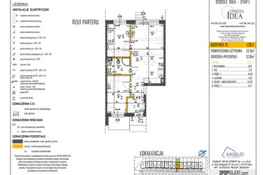 Rzut - Mieszkanie na sprzedaż 3 pokoje o powierzchni 53,7 m² - numer 10-L1 w Osiedle Idea etap I