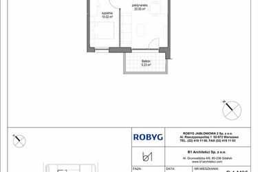 Rzut - Mieszkanie na sprzedaż 2 pokoje o powierzchni 36,36 m² - numer B.1M05 w Kobieli 4