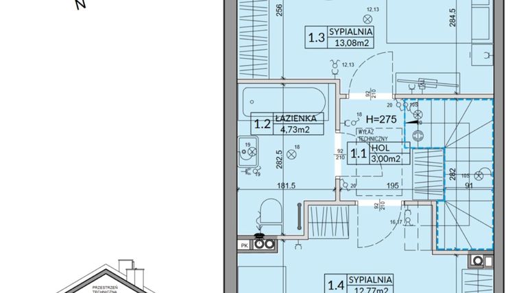 Rzut - Dom na sprzedaż 3 pokoje o powierzchni 72,53 m² - numer 66A w Nova Magdalenka 7 etap VII-VIII