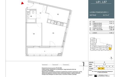 Rzut - Mieszkanie na sprzedaż 2 pokoje o powierzchni 52,7 m² - numer L81 w Morwowa 5 - Apartamenty inwestycyjne