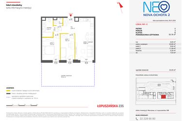 Rzut - Mieszkanie na sprzedaż 3 pokoje o powierzchni 55,64 m² - numer 42 w Neo Nova Ochota 2