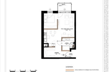 Rzut - Mieszkanie na sprzedaż 1 pokój o powierzchni 48,14 m² - numer B.3.93 w Daszyńskiego Square etap 1