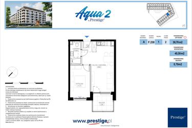 Rzut - Mieszkanie na sprzedaż 2 pokoje o powierzchni 38,78 m² - numer F.230 w Bel Mare (Międzyzdroje)
