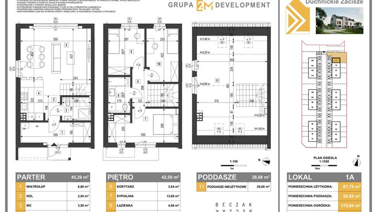 Rzut - Dom na sprzedaż 5 pokoi o powierzchni 116,47 m² - numer 1A w Duchnickie Zacisze