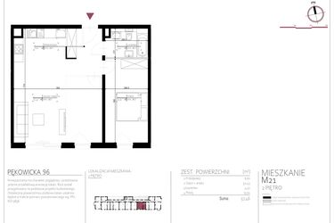 Rzut - Mieszkanie na sprzedaż 2 pokoje o powierzchni 57,46 m² - numer 21 w Pękowicka 96