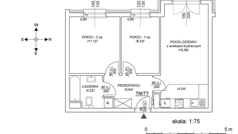 Rzut - Mieszkanie na sprzedaż 3 pokoje o powierzchni 48,87 m² - numer M10 w Osiedle Mała Dziesiąta etap II