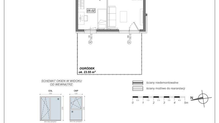 Rzut - Mieszkanie na sprzedaż 2 pokoje o powierzchni 36,2 m² - numer 6.A.05 w Urzeka bud. 6 i 7