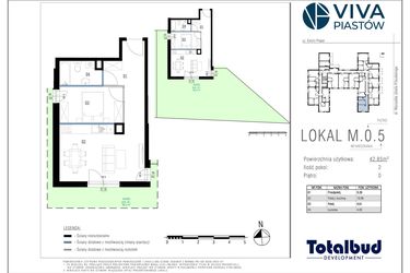 Rzut - Mieszkanie na sprzedaż 2 pokoje o powierzchni 42,85 m² - numer M.0.5 w Viva Piastów