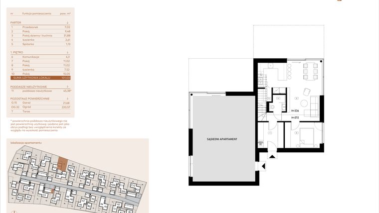Rzut - Mieszkanie na sprzedaż 5 pokoi o powierzchni 101,03 m² - numer A21 w Kosocicka Ambient
