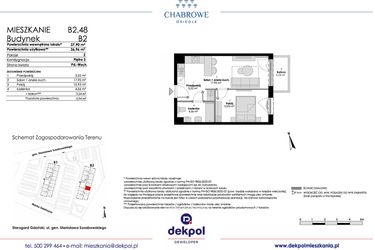 Rzut - Mieszkanie na sprzedaż 2 pokoje o powierzchni 36,96 m² - numer B2.48 w Osiedle Chabrowe