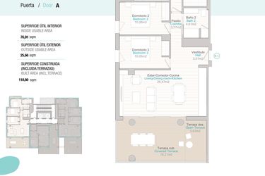 Rzut - Mieszkanie na sprzedaż 3 pokoje o powierzchni 118,6 m² - numer T1-17A w Isea Views