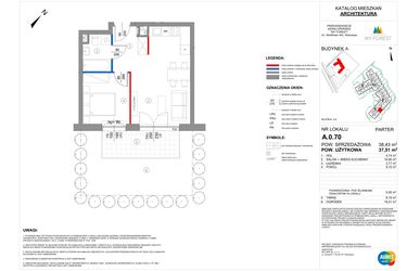 Rzut - Mieszkanie na sprzedaż 2 pokoje o powierzchni 37,51 m² - numer A.0.70 w My Forest