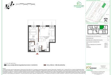 Rzut - Mieszkanie na sprzedaż 2 pokoje o powierzchni 39,89 m² - numer 4 w Osiedle Polna bud. 5