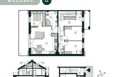 Rzut - Mieszkanie na sprzedaż 4 pokoje o powierzchni 91,74 m² - numer C2 w Aleja Wiśniowa Pogórze