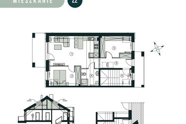 Rzut - Mieszkanie na sprzedaż 3 pokoje o powierzchni 54,93 m² - numer Z2 w Aleja Wiśniowa Pogórze