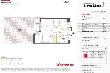 Rzut - Mieszkanie na sprzedaż 2 pokoje o powierzchni 40,82 m² - numer 228 w Miasteczko Nova Sfera 3
