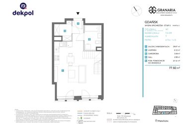 Rzut - Mieszkanie na sprzedaż 1 pokój o powierzchni 77,92 m² - numer 5.6.234 w Granaria