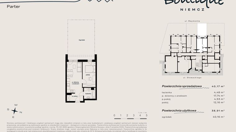 Rzut - Mieszkanie na sprzedaż 2 pokoje o powierzchni 40,17 m² - numer 3 w Boutique NIEMCZ