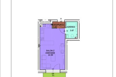 Rzut - Mieszkanie na sprzedaż 1 pokój o powierzchni 28,1 m² - numer A1 w Osiedle Zuchów