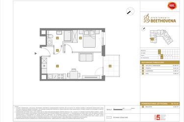 Rzut - Mieszkanie na sprzedaż 2 pokoje o powierzchni 35,75 m² - numer C9 w Apartamenty Beethovena etap 2