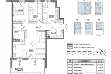 Rzut - Mieszkanie na sprzedaż 4 pokoje o powierzchni 81,03 m² - numer 8.B.02 w Urzeka bud. 8