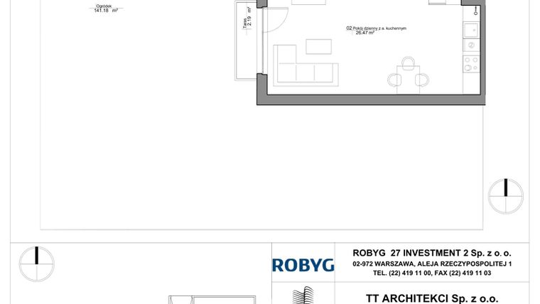 Rzut - Mieszkanie na sprzedaż 3 pokoje o powierzchni 60,32 m² - numer SU3/A/0/5 w Sady Ursynów III