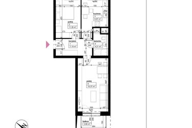Rzut - Mieszkanie na sprzedaż 2 pokoje o powierzchni 52,09 m² - numer C/1/5/21 w Malta Wołkowyska etap III